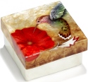 Kubla Crafts Capiz 1523- Capiz Box Hummingbird and Red Flower