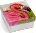 Kubla Crafts Capiz KUB 6 1713 Flamingo Trinket Capiz Box