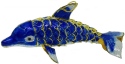 Kubla Crafts Cloisonne 4880B Jewel Medium Blue Dolphin Ornament