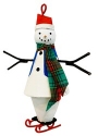 Kubla Crafts Cloisonne 6307AN Hand Painted Blue Snowman Tin Ornament 