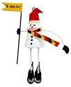 Kubla Crafts Cloisonne 6308AN Hand Painted Snowman with Flag Tin Ornament 