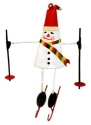 Kubla Crafts Cloisonne 6308BN Hand Painted Skiing Snowman Tin Ornament 