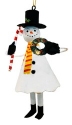 Kubla Crafts Cloisonne 6327N Hand Painted Snowman Tin Ornament Set of 2