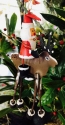 Kubla Crafts Cloisonne 6340 Hand Painted Santa On Reindeer Tin Ornament Set of 3
