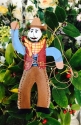 Kubla Crafts Cloisonne 6360 Hand Painted Cowboy Tin Ornament Set of 3