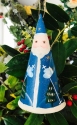 Kubla Crafts Cloisonne 6380 Hand Painted Tin Blue Santa Ornament Set of 4