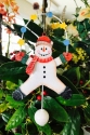 Kubla Crafts Cloisonne 6383 Hand Painted Kinetic Tin Snowman Ornament Set of 4