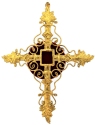 Kubla Crafts Cloisonne 6420 Red Filigree Gold Cross Ornament Set of 3