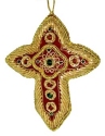 Kubla Crafts Cloisonne 6710R Zari Red Cross Ornament Set of 3