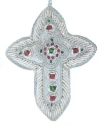Kubla Crafts Cloisonne 6710S Zari Silver Cross Ornament Set of 3