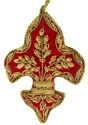 Kubla Crafts Cloisonne 6718R Zari Red Fleur De Lis Ornament