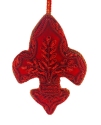Kubla Crafts Cloisonne 6718RD Zari Red Fleur De Lis Ornament