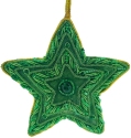 Kubla Crafts Cloisonne 6740GRN Zari Star Ornament Green