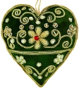 Kubla Crafts Cloisonne 6765N Zari Green Heart Ornament