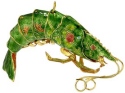 Kubla Crafts Cloisonne 4807GR Cloisonne Green Shrimp Ornament