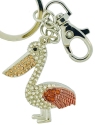 Kubla Crafts Bejeweled Enamel 8113 Pelican Key Ring Set of 2