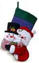 Kubla Crafts Soft Sculpture KUB 8774 Snowman and Santa Quilted Stocking