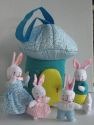 Kubla Crafts Soft Sculpture 8994 Teal Purple Mushroom Bunny House