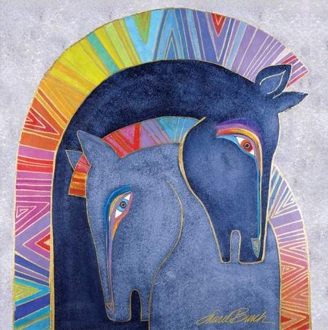 Laurel Burch 26011 Embracing Horses Canvas Wall Art 15X15