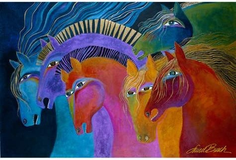 Laurel Burch 26028 Wild Horses On Fire Canvas Art 12.5X19