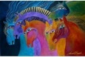 Laurel Burch 26028 Wild Horses On Fire Canvas Art 12.5X19