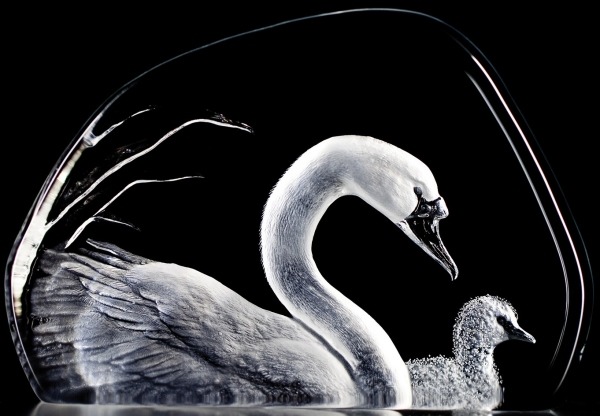 Maleras Crystal 33314 Swan and Cygnet