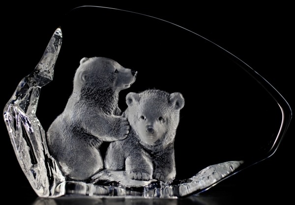 Mats Jonasson Crystal 33714 Baby Polar Bears - NoFreeShip