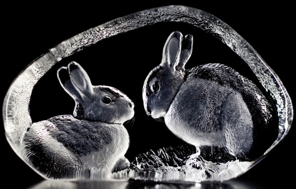 Mats Jonasson Crystal 34008 Bunny Rabbit Pair