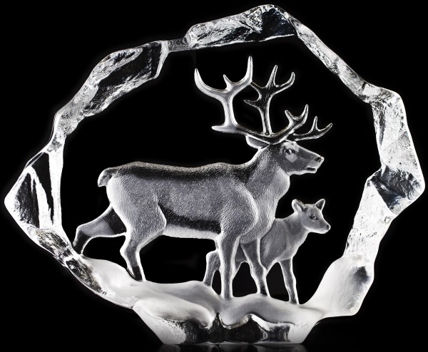 Mats Jonasson Crystal 34151 Reindeer with Calf Limited Edition