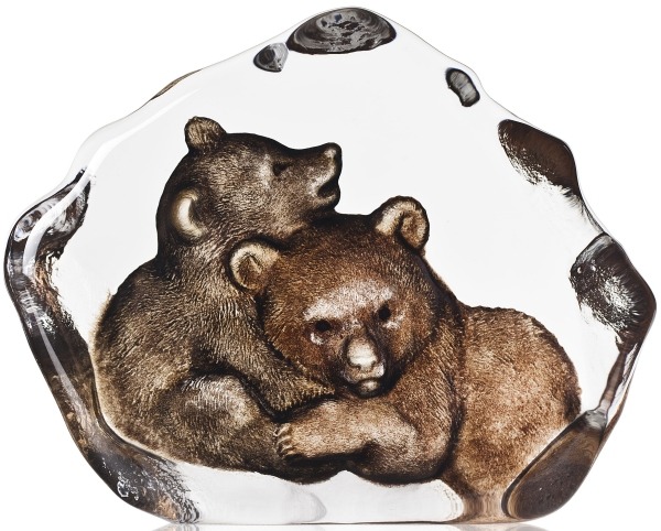 Mats Jonasson Crystal 34176 Bear Cubs Painted