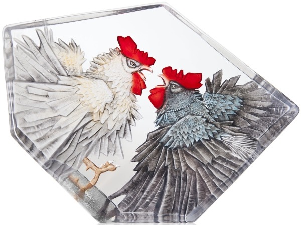 Mats Jonasson Crystal 34251 Fighting Roosters II Limited Edition