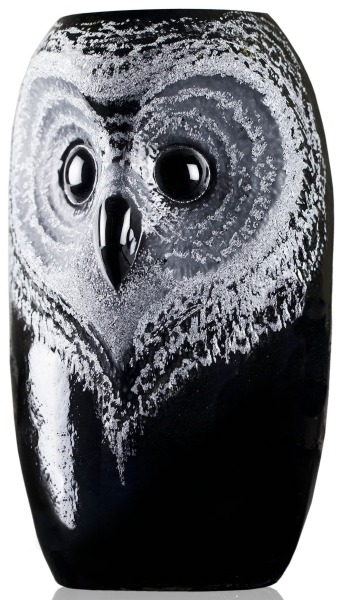 Mats Jonasson Crystal 44118 Owl Vase Black Small