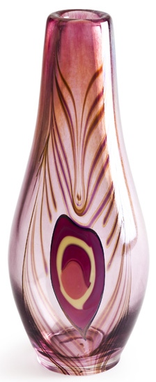 Ludvig Lofgren Crystal 44122 Peacock Vase Limited Edition Cerise