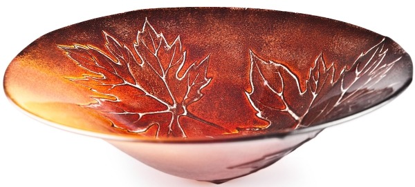 Maleras Crystal 55921 Maple Leaves Bowl Red 9in D
