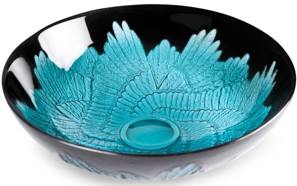Ludvig Lofgren Crystal 56033 Paradiso Wings Bowl black turquoise