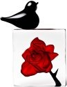 Mats Jonasson Crystal 34078 Red Rose with Black bird - NoFreeShip