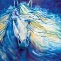 Marcia Baldwin 23598 Blue Art Stardust Horse Cnvs Wall Art