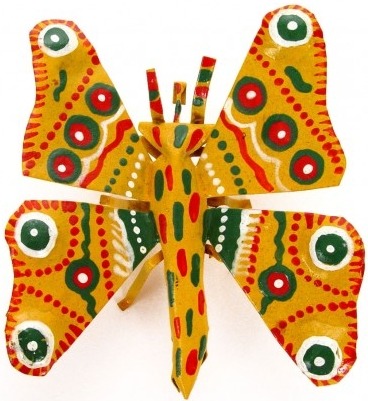 African Tin Animals PTIBUT Butterfly Painted Tin Statue Mini