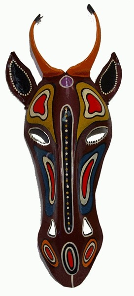 African Tin Animals PTMANT Antelope Painted Tin Mask