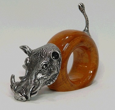 Makoulpa SERW0023 Warthog Wooden Napkin Ring