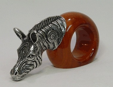 Makoulpa SERW0036 Zebra Wooden Napkin Ring
