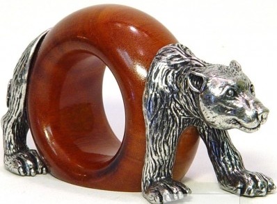 Makoulpa SERW0040 Bear Wooden Napkin Ring