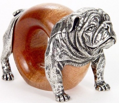 Makoulpa SERW0041 Dog Bulldog Wooden Napkin Ring