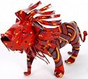 African Tin Animals PTAL Lion Painted Tin Statue