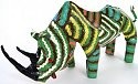 African Tin Animals PTAR Rhino Painted Tin Statue