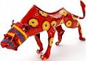 African Tin Animals PTASLEO Leopard Painted Tin Statue