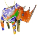 African Tin Animals TOR Rhino Unpainted Tin Ornament