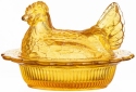 Mosser Glass 128Amber Hen on Nest 5.5 Inch 128 Amber