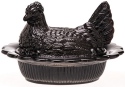 Mosser Glass 128Black Hen on Nest 5.5 Inch 128 Black