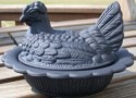 Mosser Glass 128BlackStn Hen on Nest 5.5 Inch 128 Black Satin